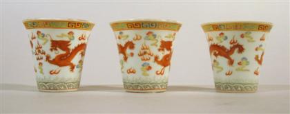 Appraisal: Three Chinese famille rose porcelain beakers guangxu mark th century