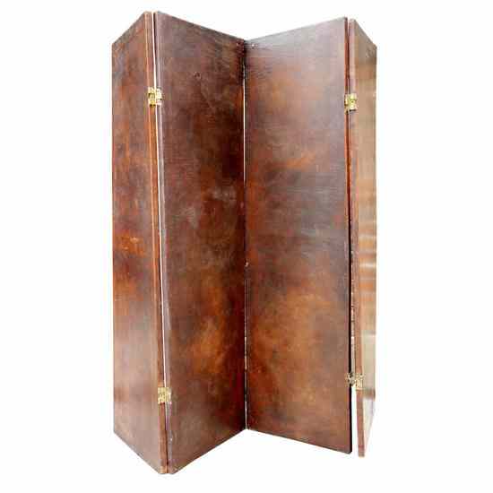 Appraisal: A Four Panel Brown Leather Screen th century comprised of