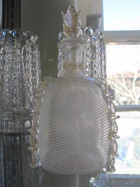 Appraisal: PINCH FORM LATTICINO GLASS DECANTER