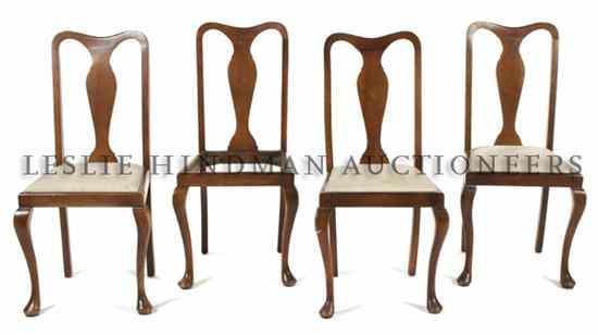 Appraisal: A Set of Four Queen Anne Style Chairs having a