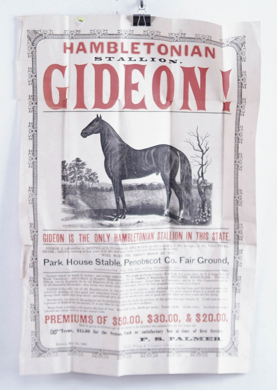 Appraisal: TWO HAMBLETONIAN STALLION GIDEON BROADSIDES Black and red broadside shows