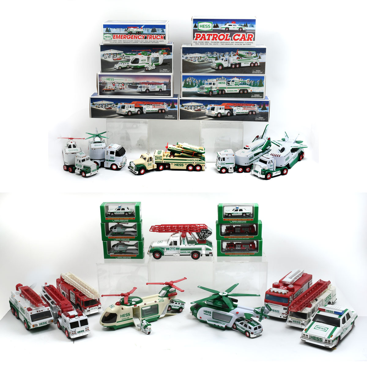 Appraisal: LARGE PC HESS TOY TRUCK COLLECTION Comprising Helicopters Trucks and