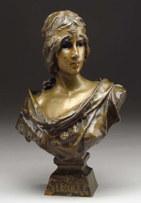 Appraisal: BRONZE BUST Wonderful bronze bust entitled La Sibylle depicts beautiful