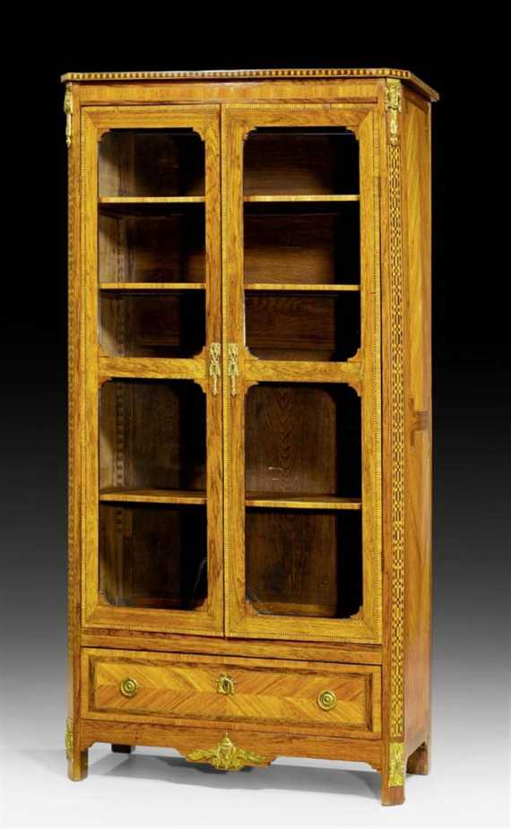 Appraisal: NARROW BOOKCASE Louis XVI France circa Tulipwood rosewood and various