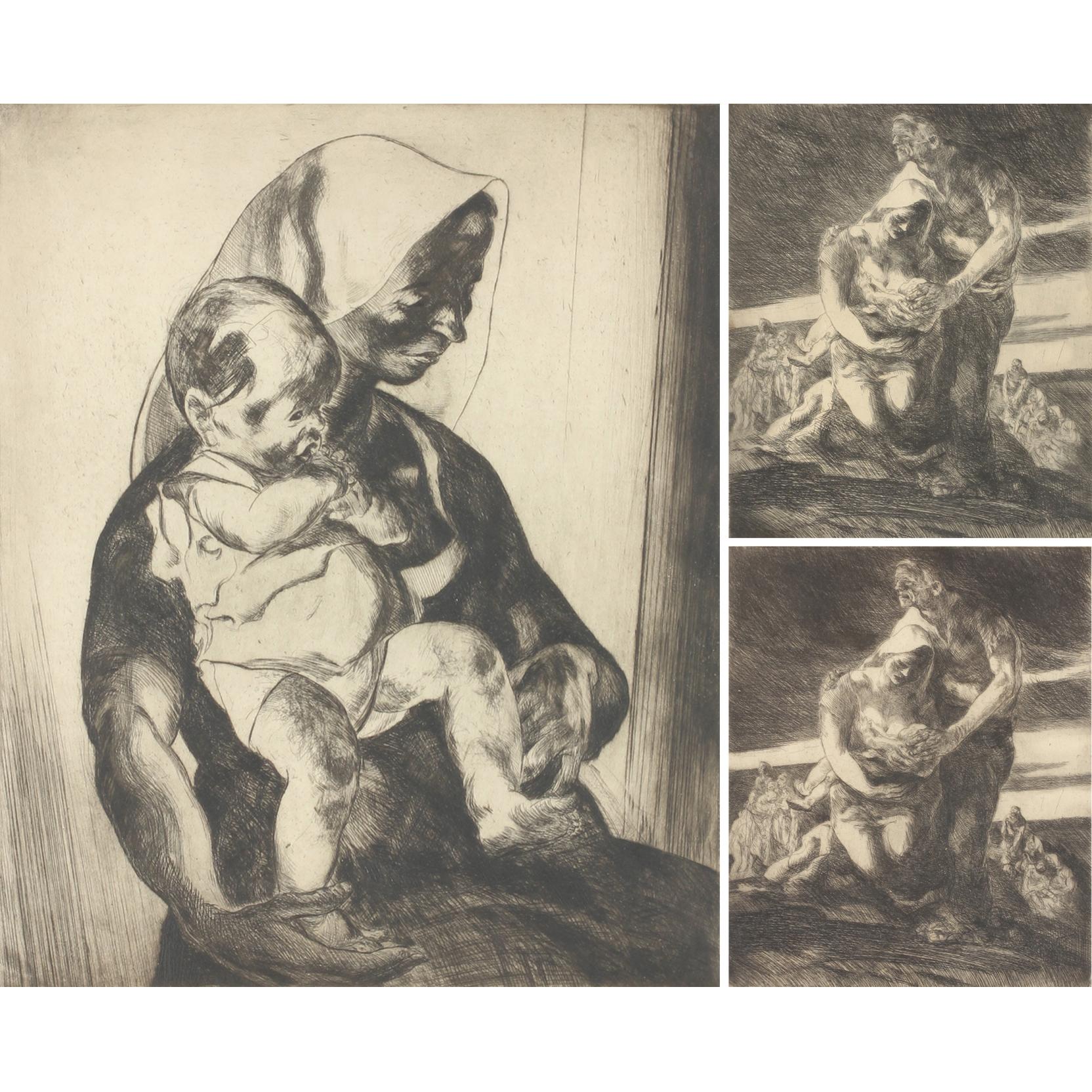 Appraisal: John Costigan - Three Etchings the first titled The Homeless