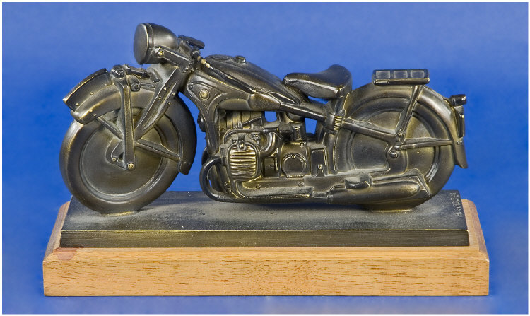 Appraisal: Bronze Model of Motor Bike Mounted on a wooden plinth