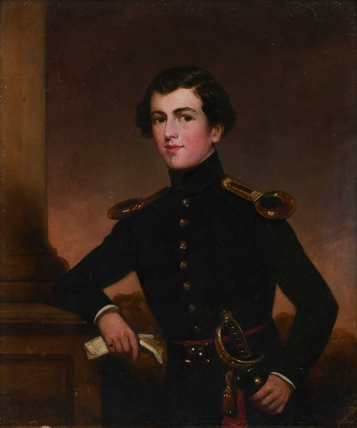 Appraisal: MILITARY PORTRAIT PAINTING OF A YOUNG UNION OFFICER Oil Board