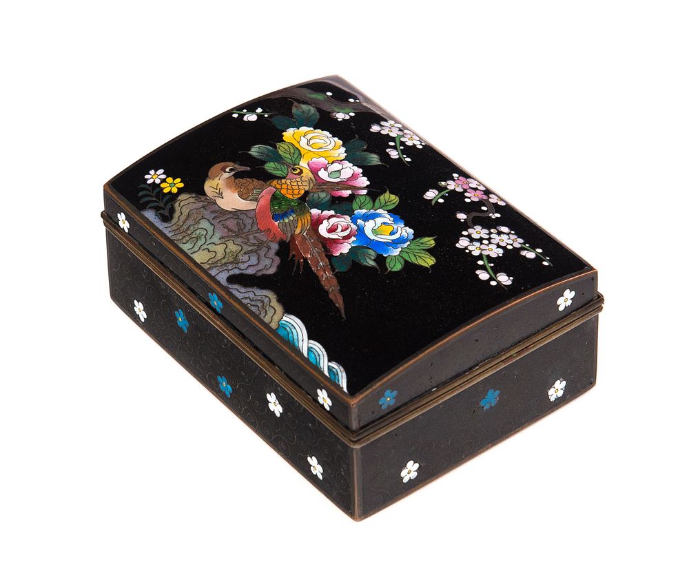 Appraisal: Signed Inaba Japanese Cloisonn Box Signed Japanese cloisonn domed box