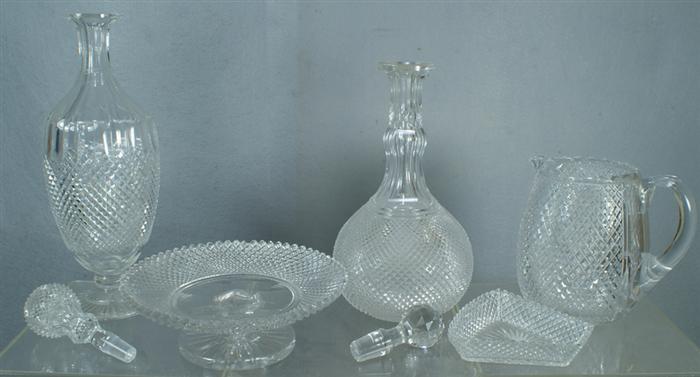 Appraisal: pcs of assembled cut glass diamond point glassware to include