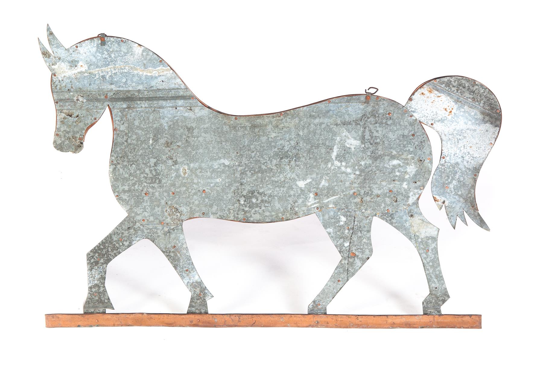 Appraisal: AMERICAN TIN CUTOUT OF HORSE First half- th century Prancing