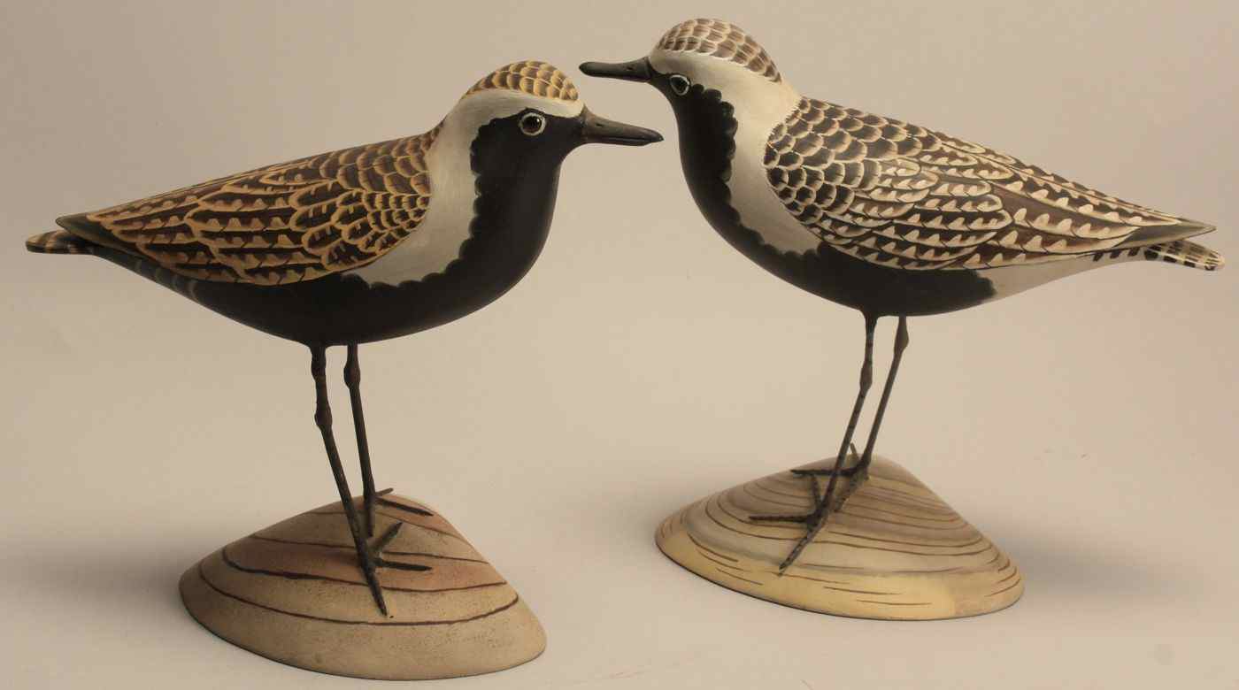 Appraisal: TWO DECORATIVE PLOVER CARVINGSBy James Lapham of Dennisport Massachusetts One