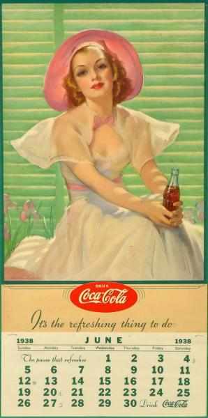 Appraisal: Coca-Cola Calendar Framed under glass Complete with metal strip and