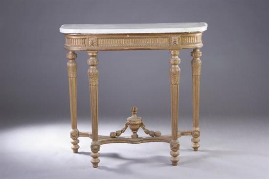 Appraisal: LOUIS XVI STYLE MARBLE-TOP CONSOLE TABLE late th century gilt-wood