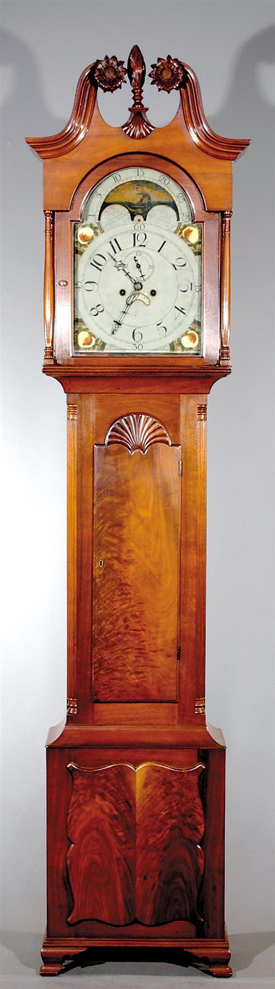 Appraisal: Pennsylvania Chippendale tall case clock circa walnut case with broken