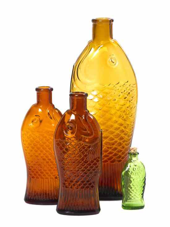 Appraisal: Four Molded Glass Bottles each in the form of a