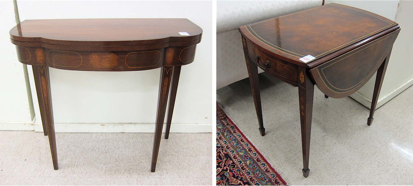 Appraisal: TWO FEDERAL STYLE MAHOGANY TABLES American mid- th century console