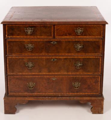 Appraisal: A George I figured walnut and holly banded chest with