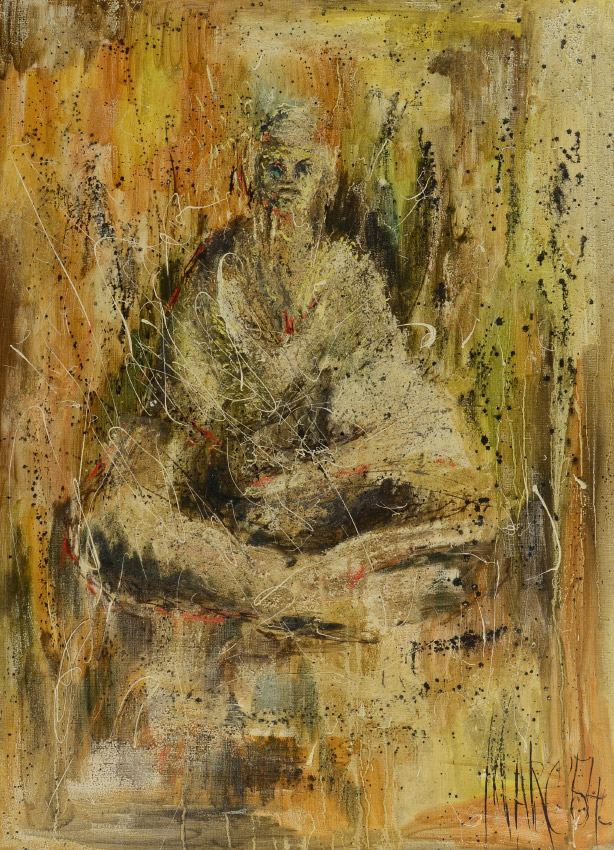 Appraisal: KING Mark American - Abstract Seated Buddha Oil Canvas sight