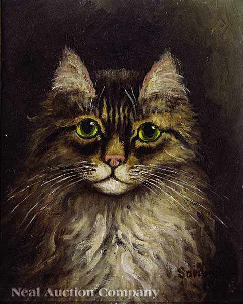 Appraisal: Percy Sanburn American Maine - Green-Eyed Cat oil on board