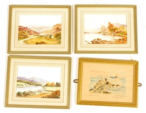 Appraisal: Four watercolours comprising a French provincial scene and three Fenland