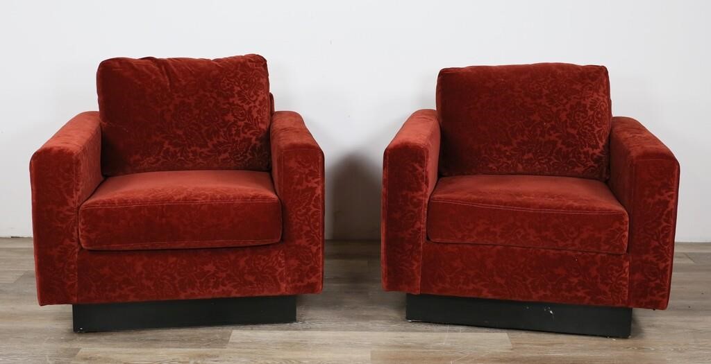 Appraisal: Pair of Maurice Villency velvet club chairs New York th