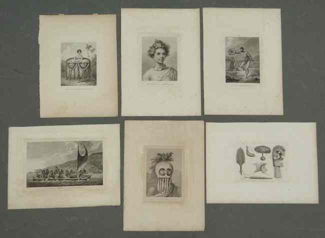 Appraisal: Lot six early Sandwich Island Hawaii engravings including ''A Man