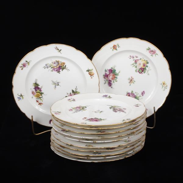 Appraisal: Set of twelve French Feuillet hand painted porcelain luncheon plates