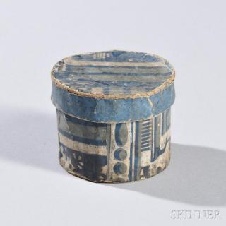 Appraisal: Small Round Wallpaper Box Pennsylvania c blue with light blue