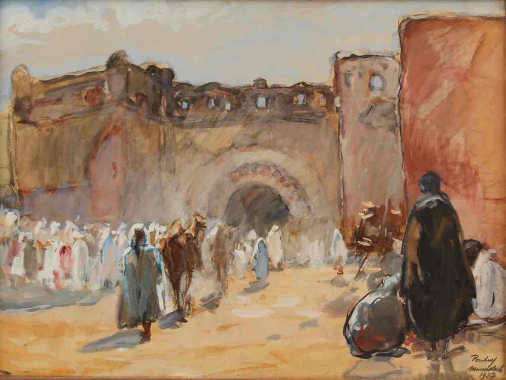 Appraisal: PONTOY Henri Jean French - ''Marrakech'' Orientalist street scene with