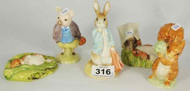 Appraisal: Royal Albert Beatrix Potter Figures Benjamin Wakes Up Squirrel Nutkin