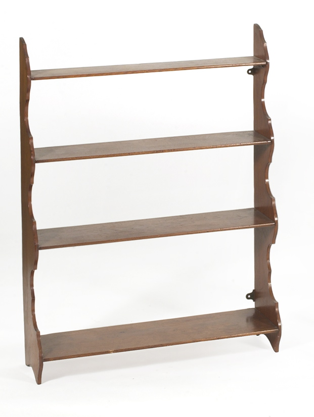 Appraisal: FOUR-TIER HANGING WALL SHELF Mid- th CenturyIn walnut with shaped