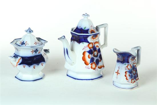 Appraisal: GROUP OF GAUDY IRONSTONE PINWHEEL PATTERN Teapot ''h covered sugar