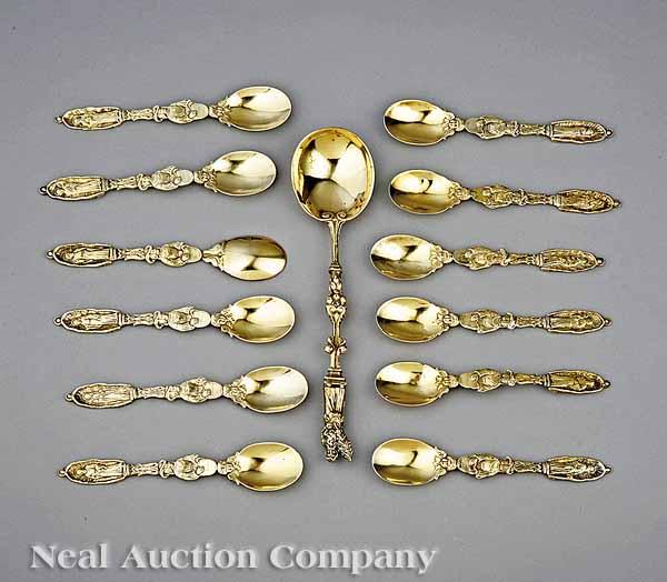 Appraisal: A Set of Twelve Continental Silver Gilt Apostle Spoons and