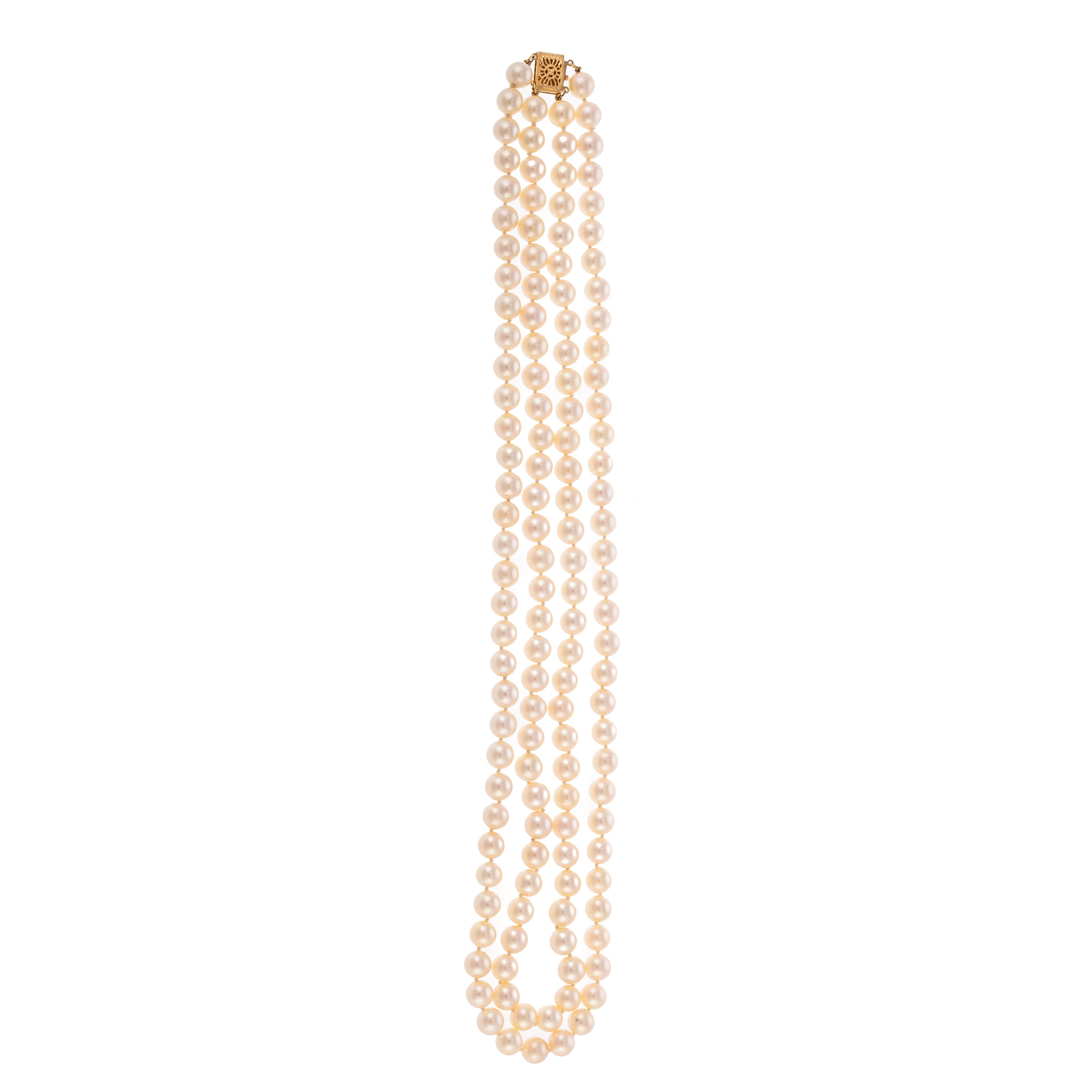 Appraisal: A DOUBLE-STRAND AKOYA PEARL NECKLACE IN K Double-strand of cultured