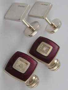 Appraisal: A pair of silver and enamel cufflinks together with a