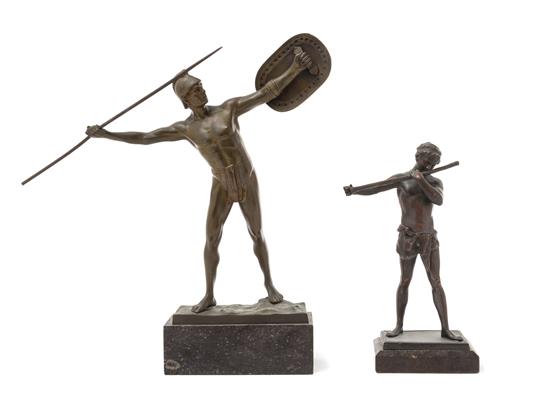 Appraisal: Sale Lot Two Continental Bronze Figures comprising a figure of