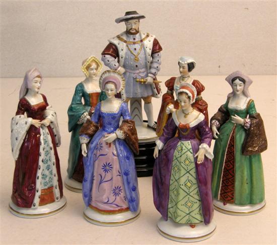 Appraisal: Set of Sitzendorf figures of Henry VIII and his six