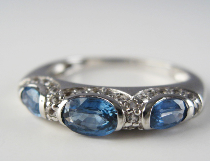 Appraisal: A Gold and Sapphire Ring K marked white gold set