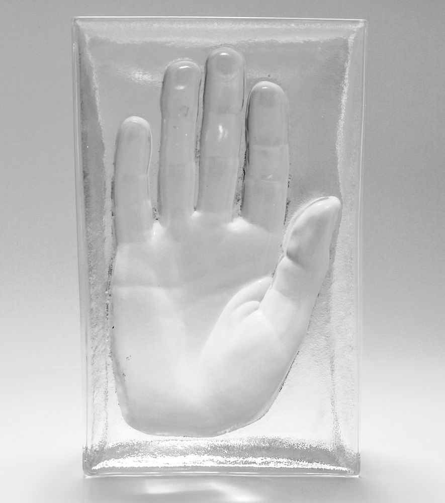 Appraisal: Claus Josef Riedel Glass Hand-Form Sculpture Claus Josef Riedel Austrian