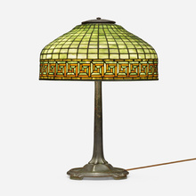 Appraisal: Tiffany Studios GREEK KEY TABLE LAMP USA c leaded glass