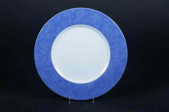 Appraisal: TEN CHRISTOFLE PORCELAIN CHARGERS With cobalt borders - in diam