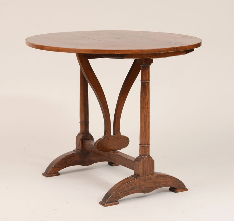 Appraisal: French Provincial Pine Folding Wine Tasting Table x in diam