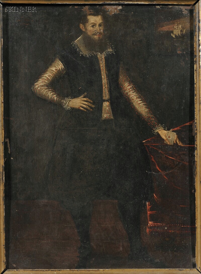 Appraisal: British School th Century Standing Portrait of a Gentleman in