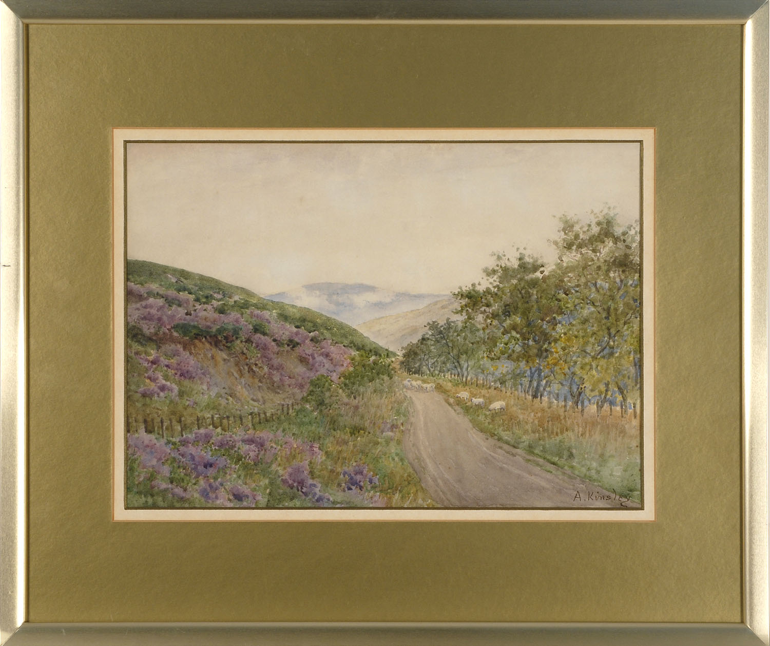 Appraisal: FRAMED WATERCOLOR ALBERT KINSLEY English - A country road Signed