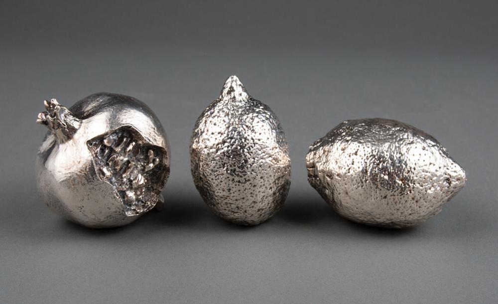 Appraisal: Group of Creel Gow Silverplate Fruit incl pomegranate and lemons