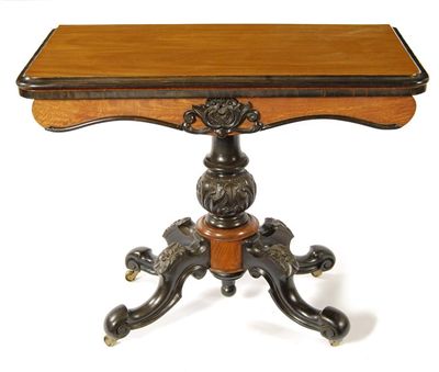 Appraisal: A th century Anglo-Indian satinwood and ebony card table the