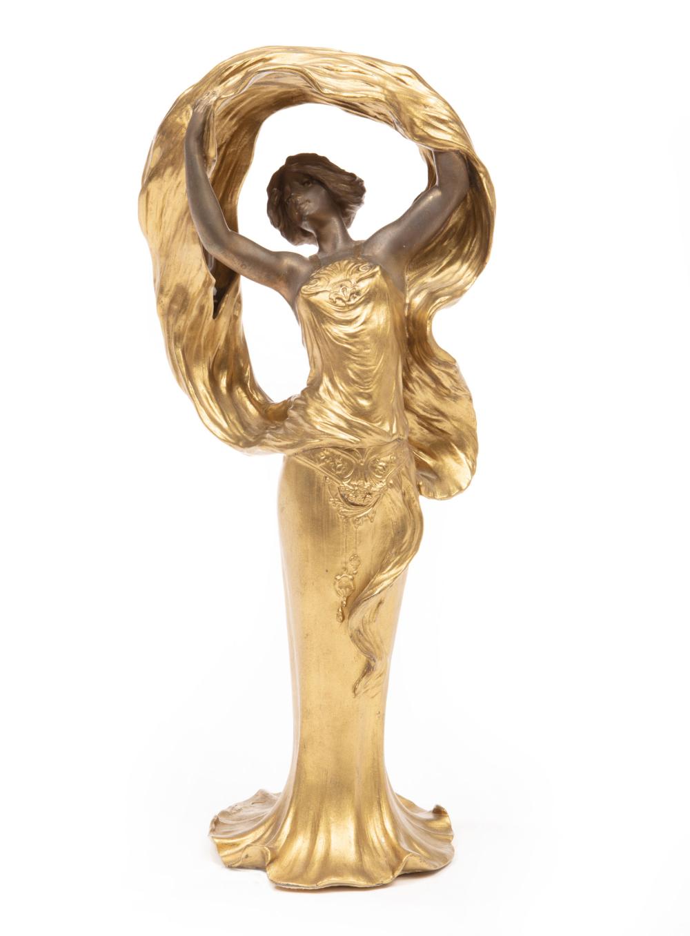 Appraisal: Art Nouveau Gilt Metal Figural Table Lamp of Dancer Loie