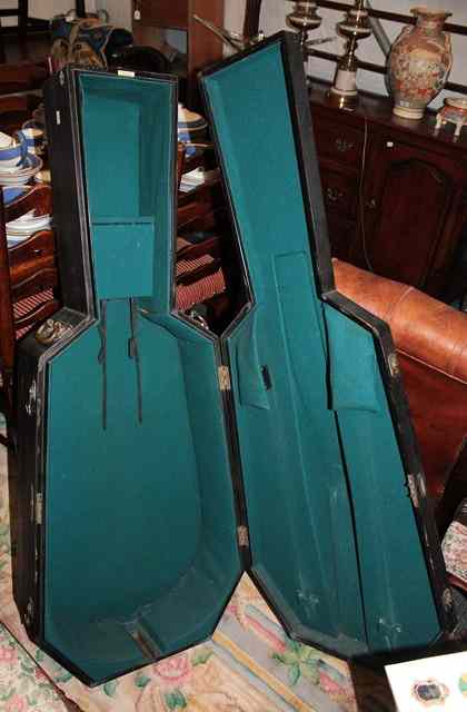 Appraisal: A LATE TH CENTURY BLACK PAINTED WOODEN CELLO CASE by