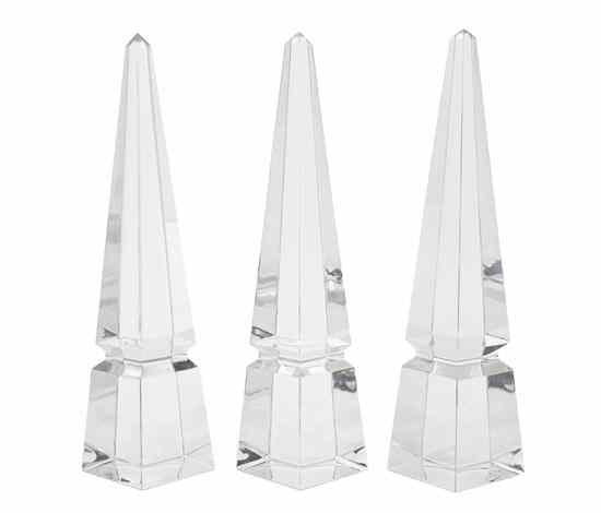 Appraisal: A Set of Three Baccarat Glass Obelisks of typical form