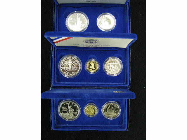 Appraisal: Statue of Liberty Pc Proof Coin Sets with gold coin